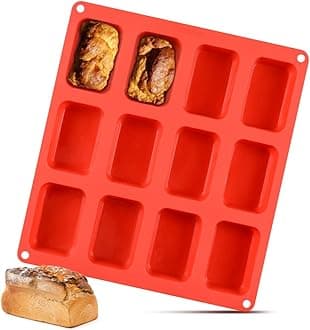 Silicone Mini Loaf pan, Mini Bread Pan Brownie Pan, 12 Cavities Nonstick Food Grade Silicone Mold for Baking Bread, Brownie, Cornbread, Cheesecake and Chocolate (1 Pack)