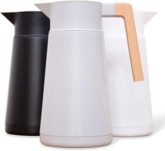 Hastings Collective Thermal Coffee Carafe 68 Oz - Large Stainless Steel Insulated Carafe - 2 Liter Double Walled Vacuum Thermos Coffee and Beverage Dispenser with Tea Infuser and Strainer (Gray)