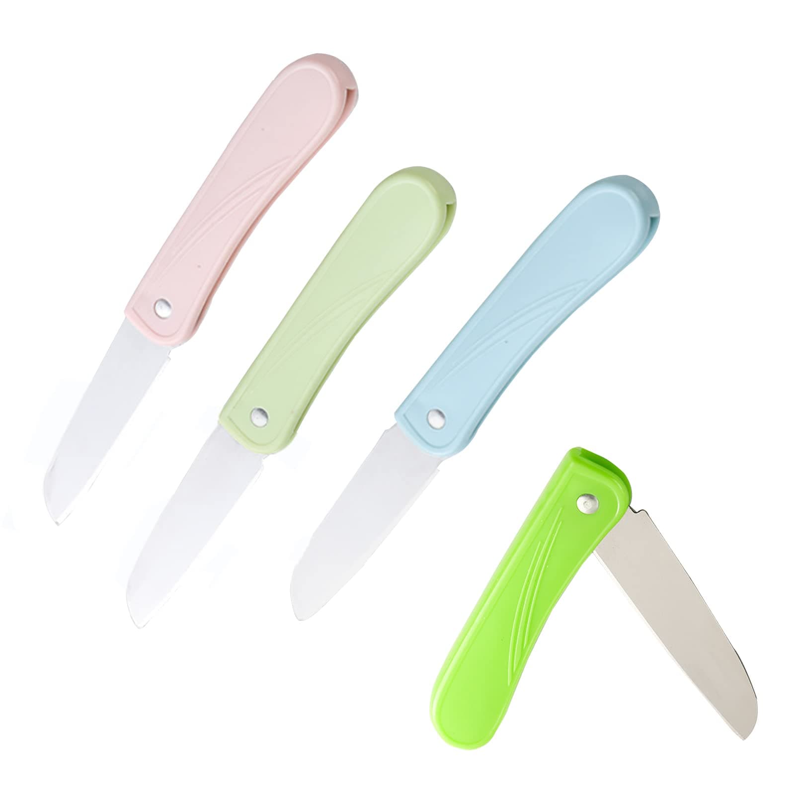 Ailelan 4 Pack Foldable Small Kitchen Knife Set - Stainless Steel Fruit and Vegetable Knives Suitable for Most Vegetables, Meat