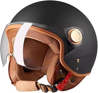 Vintage 3/4 Open Face Helmet for Men Women,DOT Approved Adults Retro Motorcycle Half Helmet Street Jet-Moped Helmet,Cruiser Chopper Scooter Motorbike ATV Helmets with Visor.