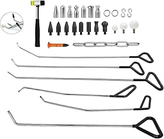 LadyRosian 31PCS Paintless Dent Removal Kit Professional Stainless Steel Rods Paintless Dent Removal Tool for Car Dents Door Dings and Hail Damage Removal Set