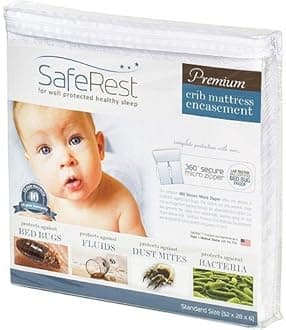 Saferest Premium Hypoallergenic Waterproof Certified Bed Bug Proof Crib Mattress Encasement - Vinyl, Pvc And Phthalate Free - (52" X 28 X 6 In.)