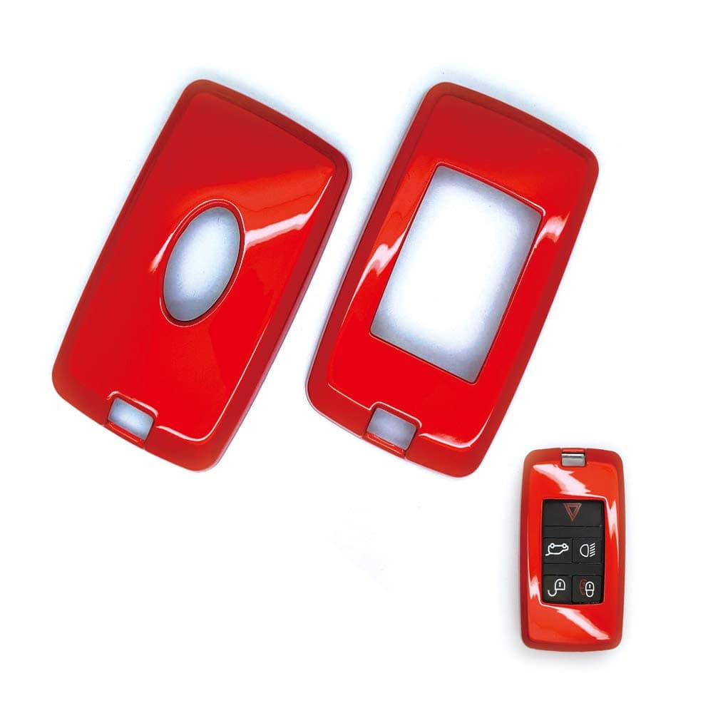 carmonmon Plastic Remote Smart Key Fob Shell Cover Case Bag Holder Cover Forfor 2018 2019 Land Rover Range Rover Sport Evoque Velar Discovery 5 ((Red)