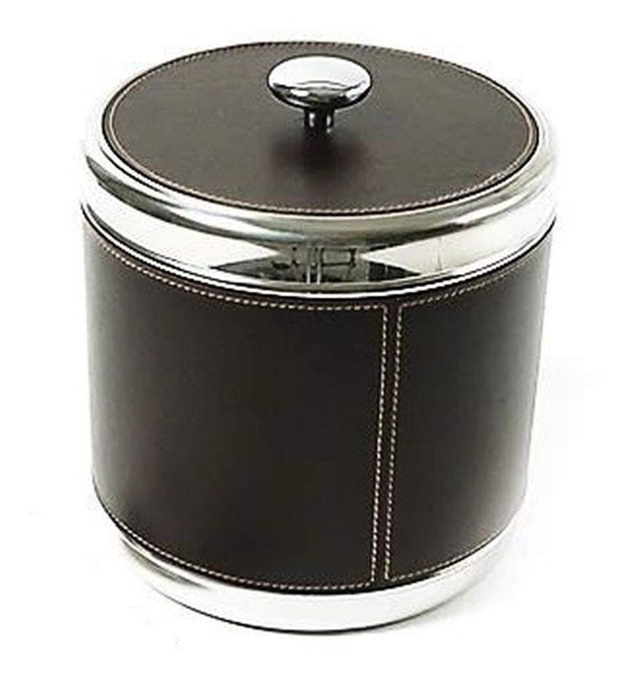 ROYAL QUEEN Ice bucket in silver plated with leather cod.513.003AG cm 19h diam.17 by Varotto & Co.