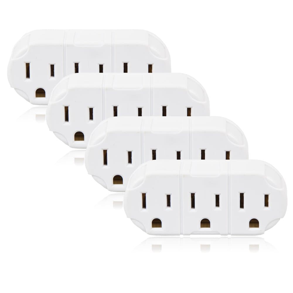 Maxxima 3 Grounded Multi Outlet Adaptor, Turn one outlet into 3 (Pack of 4)