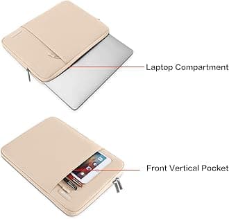 MOSISO Laptop Sleeve Bag, Compatible with 13-inch Laptop, Polyester Water Repellent Protective Vertical Case with Pocket (Apricot)