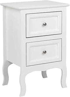 Bonnlo Farmhouse Nightstands with 2 Drawers, White