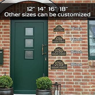 MORIDA Personalized Cast Address Sign House Number Home Address Plaque 12 Inch, Custom Steet House Number Sign, Metal or Acrylic Antique Brass for Outside Vintage