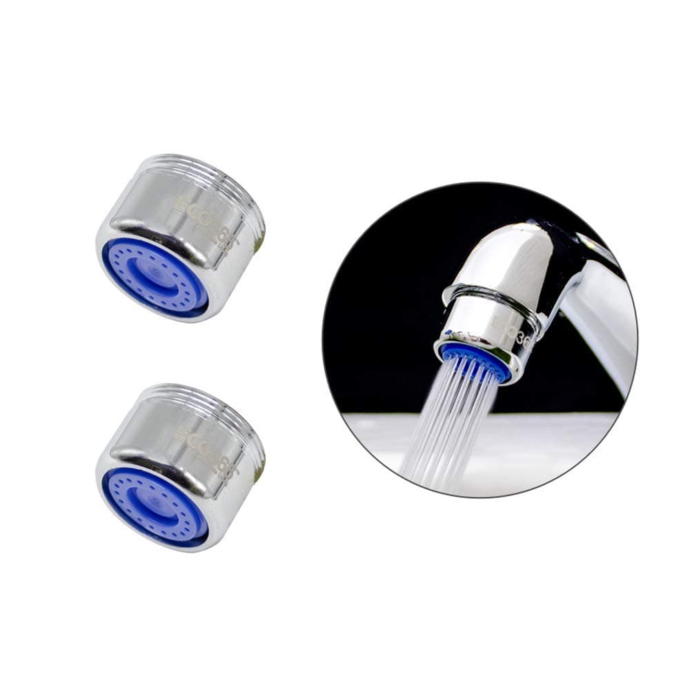Kitchen Tap 3 LPM Dual Threaded Shell Aerator | Water Saving Faucet Nozzle | Fits Inner (24mm) & Outer (22mm) Taps | Eco-Friendly, Anti-Splash, Rust Resistant - (Pack of 2)