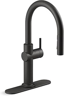 KOHLER 22974-BL Crue Touchless Kitchen Faucet with Pull Down Sprayer, Touchless Activation, Motion Sensor, Hands-Free Faucet, Matte Black