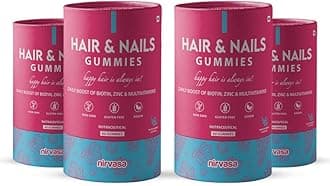 Nirvasa Hair & Nail Gummies with Biotin | Helps Keep Hair, Nail, Skin Healthy & Nourished | Ideal Supplement for Men & Women | Sugar-Free I Mixed Berries Flavoured - 60 Gummies Set of 4