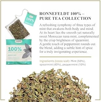 100% Mindful Mint – German Herbal Tea with Mint, Spearmint & Peppermint – Loose Leaf in 15 Individually Wrapped Bags – Naturally Caffeine-Free
