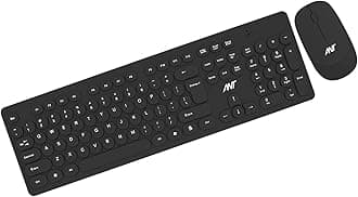 Ant PC Wireless Keyboard and Mouse, Silent Keyboard Mouse Combo, Full-Sized Colorful Typewriter Keyboard with Round Keycaps, 2.4G 1000 DPI Cute Mouse Compatible with PC/Laptop/Compute - Black