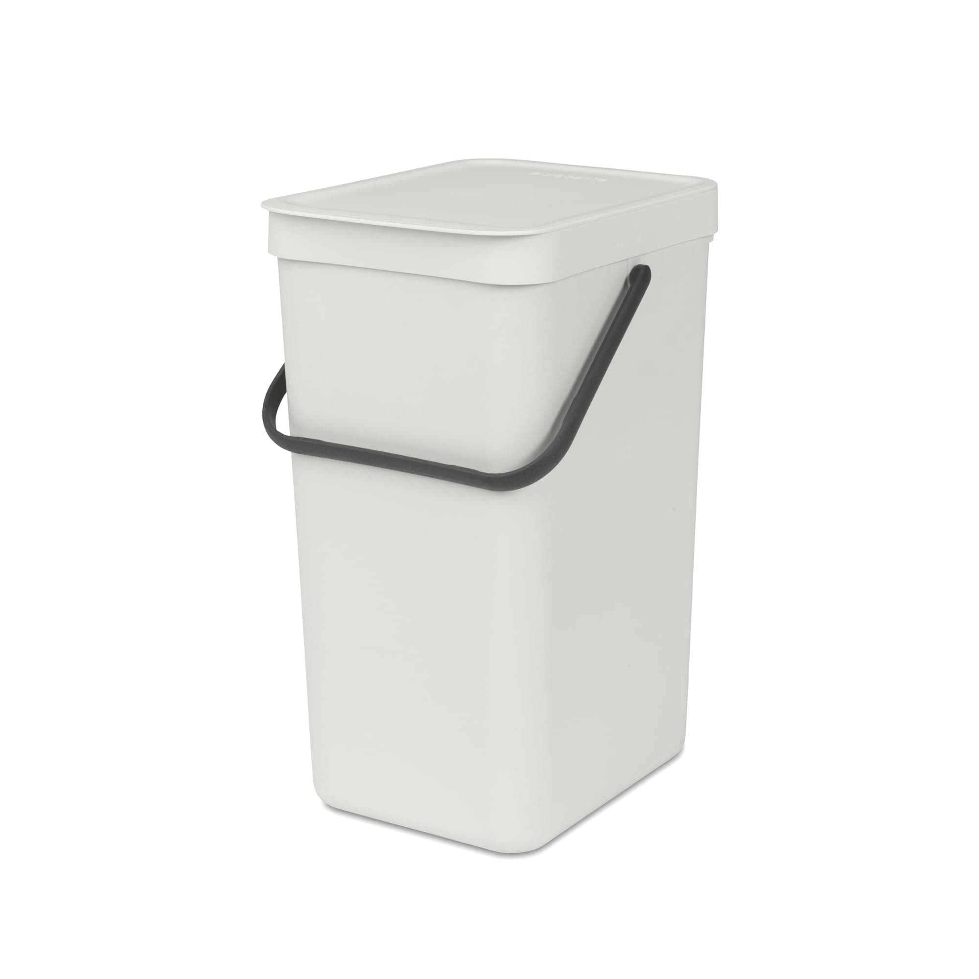 Sort & Go Kitchen Recycling Bin | S / 4.2 Gal / 16L | Light Gray | Removable Stay-Open Lid, Carry Handle | Trash Can for Bottles, Cans, Paper, Glass | Wall-Mounting Bracket Included