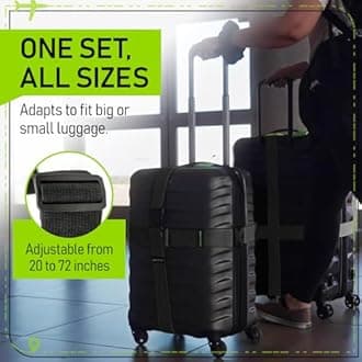 Untethered 4-Pack Heavy-Duty Luggage Straps | Suitcase Strap, Bag Straps for Luggage. Black, 2" W x 6' L, TSA Approved, Universal Fit