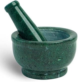 - HANDICRAFT BAZAAR Marble Mortar and Pestle Green 5 Inch | Imam Dasta, Kharal, Kundi, Okhli
