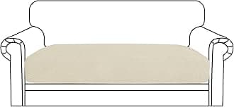 YEMYHOM Stretch Cushion Covers Long Loveseat Seat Cushion Slipcovers Soft Couch Cover Replacement Striped Pattern Furniture Protector with Elastic Bottom (1 Pc 2-Seat Cushion Cover, Beige)