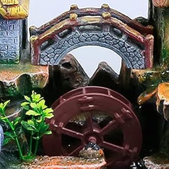 Tabletop Water Fountains Home Office Desktop Waterfall Rockery Water Fountain with Fake Plants Feng Shui Decor for Good Luck Wealth (Type 6)
