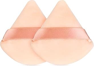 Gleva Powder Puff Soft Face Makeup Sponge, Loose powder Foundation Blending Sponges Set, Beauty Blender, Contouring, Wedge Triangle Shape Wet & Dry Tool Washable Reusable (Beige)