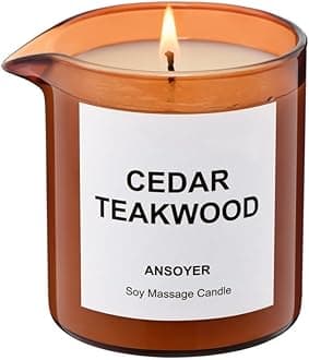 - Massage Oil Candle| Massage Oil for Massage Therapy| Massage Lotion & Body Oil Candle| 8 OZ| Amazing Gift for Men or Women (Cedar Teakwood)