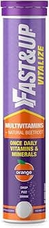 FAST&UP Fast & Up Multivitamin - Tube of 20 Effervescent Tablets - Daily Immunity Support - Orange Flavour