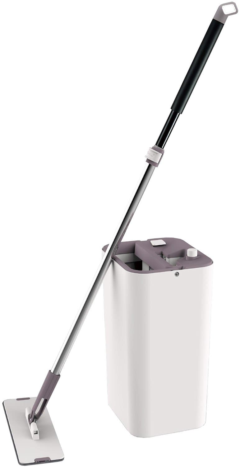 MAGIC FLAT MOP AND BUCKET SYSTEM by Cleantec - 360 Degree Swivel Head, 1.32 Gallon Tank, Self-Cleaning, Great for Wet-Dry Cleaning, Safe on all Surfaces, Telescopic Wand, Compact Storage, Carry Handle