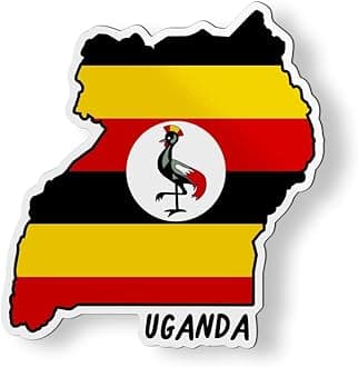 Uganda Map with Flag Magnet for Car Fridge Locker Metal Door - 4"