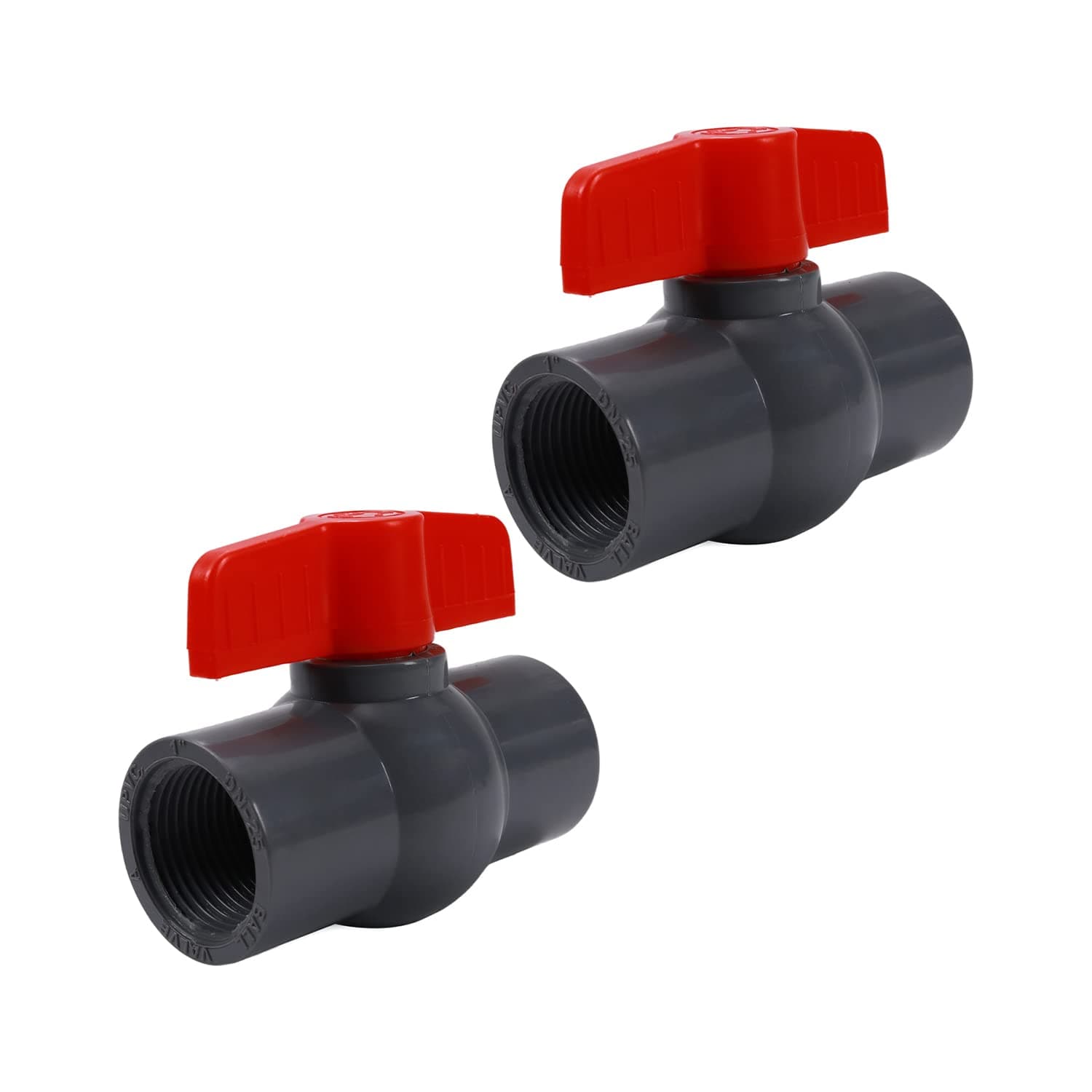 Othmro 2Pcs Ball Valve 32mm ID, PVC Socket End Shut Off Valve, 1.26" Female Thread Shut-Off Ball Valves for Aquarium Setup, Sump Pump, Garden Sprinkler