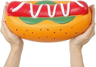 Anboor10.5 Inches Jumbo Squishies Hot Dog Kawaii Scented Soft Slow Rising Giant Squeeze Food Squishies Stress Relief Kids Toy