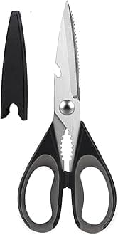Heavy Duty Kitchen Scissors, Sharp Kitchen Scissors Multipurpose Utility Stainless Steel Scissor, Kitchen Shears for Chicken Poultry Fish Meat Vegetables Herbs BBQ Bones Flowers Nuts (Black & Grey)