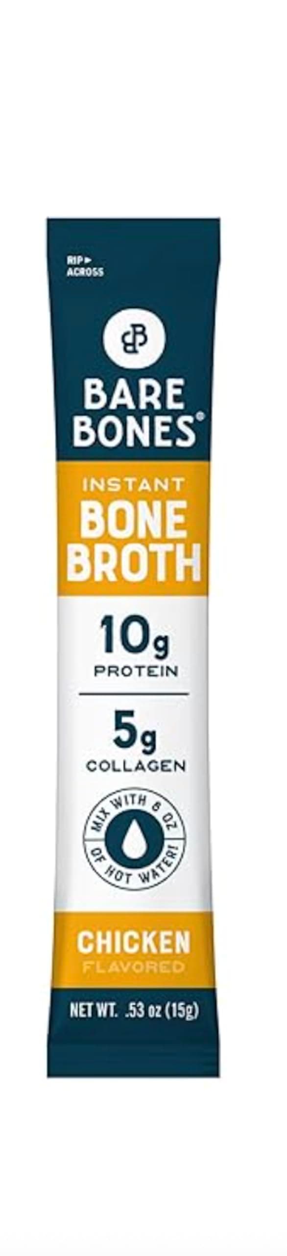 Bare Bones Chicken Bone Broth Instant Powdered Mix | Rich Savory Packets on-the-Go No Artificial Flavors | Keto & Paleo Friendly | 10g Protein | 32 Pack