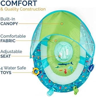 SwimWays Baby Spring Float Splash N Play, Baby Float with Canopy & UPF Protection, Baby Pool Toys & Swimming Pool Accessories for Kids 9-24 Months
