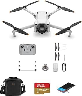 Mini 3 Drone with RC-N1 Remote Controller Bundle with 32GB microSD Card, Shoulder Bag, Landing Pad