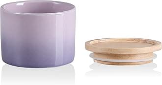 Sweejar Kitchen Canisters Ceramic Food Storage Jar, Stackable Containers with Airtight Seal Wooden Lid for Serving Ground Coffee, Tea, Sugar, Spice and More - 5 Fl Oz(Gradient Purple)