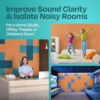 Acoustic Panels 12-Pack Soundproof Wall Panels 12"x12"x0.4" Decorative Sound Dampening for Your Home, Office, Studio, Bedroom & More with Unique ModuArc Carving [70'S Orange]