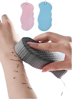 Magic Exfoliating Bath Sponge,3D Super Soft Exfoliating Bath Sponge, Skin Friendly and Reusable for Adults Children and Pregnant Women. (Blue+Pink)