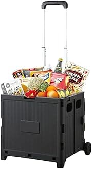 Home Smart Foldable Storage Shopping Cart Multifunctional Storage Cart Portable And Lightweight For Groceries Travel Picnic Camping Office Classic Edition (Black)