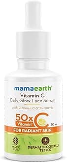 Mamaearth Vitamin C Daily Glow Face Serum for Men & Women - Vitamin C Serum for Glowing Skin, Oily Skin & Dark Spots, With 50x Vitamin C -10ml