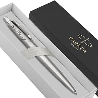 Parker Jotter Stainless Steel personalised parker pen engraved In Classy Gift Box Ideal Valentine's day, Birthday or Mothers Day Gift Perfect For Men & Women With Laser Engraving (Silver)