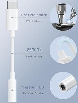 USB-C to 3.5mm Audio Headphone Adapter - HiFi 300 Pack Compatible with Apple iPhone 17 16 15 Samsung Galaxy S25 S24 S23 S22 Plus Pro Max Ultra Pixel iPad - Type C to Aux Cord Jack Dongle Adapter