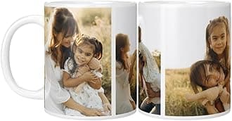 Personalised Upload Your Own Photos Custom Text Coffee Cup Tea Mug | British Made | 11oz Spacious Mug | Large Handle Easy Grip | Custom Photo Gift (4 Image Collage)