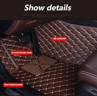 Custom Car Mat Fit for 98.99% Car Models Waterproof Full Coverage All Weather Protection Leather Car Floor Mats (Black Beige)