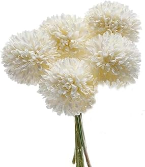 Flow.month 5Pcs Artificial Flowers, Fake Flowers Silk Plastic Artificial Hydrangea Realistic Flower Arrangements Wedding Decoration Table Centerpieces(White)