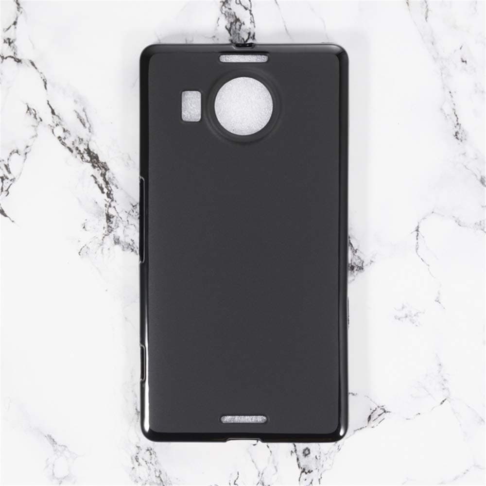 Compatible with Microsoft Lumia 950 XL Case, Scratch Resistant Soft TPU Back Cover Shockproof Silicone Gel Rubber Bumper Anti-Fingerprints Full-Body Protective Case Cover (Black)