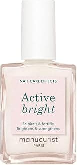 Manucurist Active Bright All in One Nail Perfector: Brightening Treatment Polish & Care - No Lamp - Vegan & Made in France - White Nail Polish - Nail Whitener & Brightener - Nail Strengthener