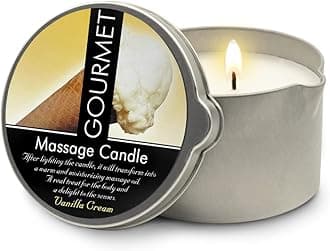 GOURMET COLLECTION Massage Oil Candle Vanilla Cream Scent - Vegan Moisturizing Body Oil - Ideal Massage Oil for Massage Therapy, 6.76oz