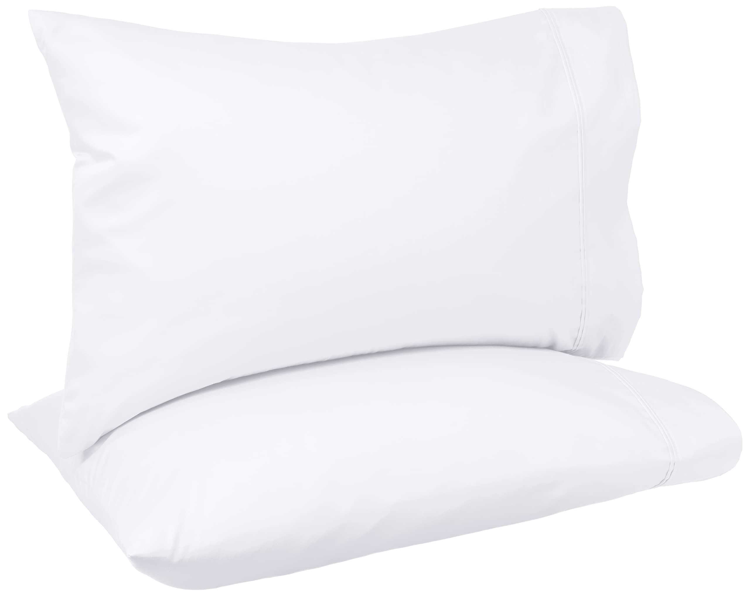 Amazon Basics 400 Thread Count Cotton Pillowcases, Standard, 30" L x 20" W, White - Set of 2, Pillows Not Included
