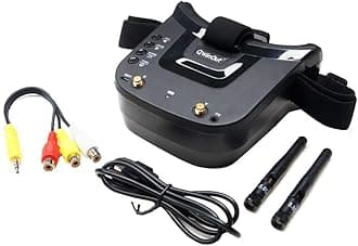 QWinOut Mini FPV Goggles 3 inch 480 x 320 Display Double Antenna Reception 5.8G 40CH Built-in Battery for FPV Racing Drone Quadcopters (Black Color Sponge)