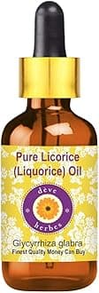 Pure Liquorice Licorice Oil Glycyrrhiza glabra with Glass Dropper 100% Natural Therapeutic Grade for Skin & Hair 15ml., multi