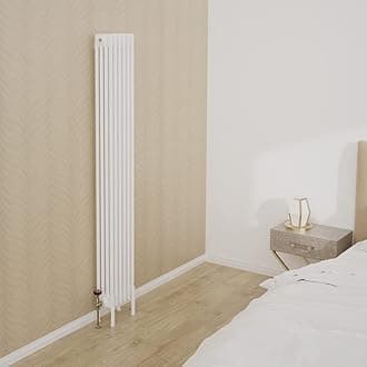 Warmehaus Traditional Cast Iron Style White Quadruple Column Vertical Tall Radiator 1800x290mm Perfect for Bathrooms, Kitchen, Living Room